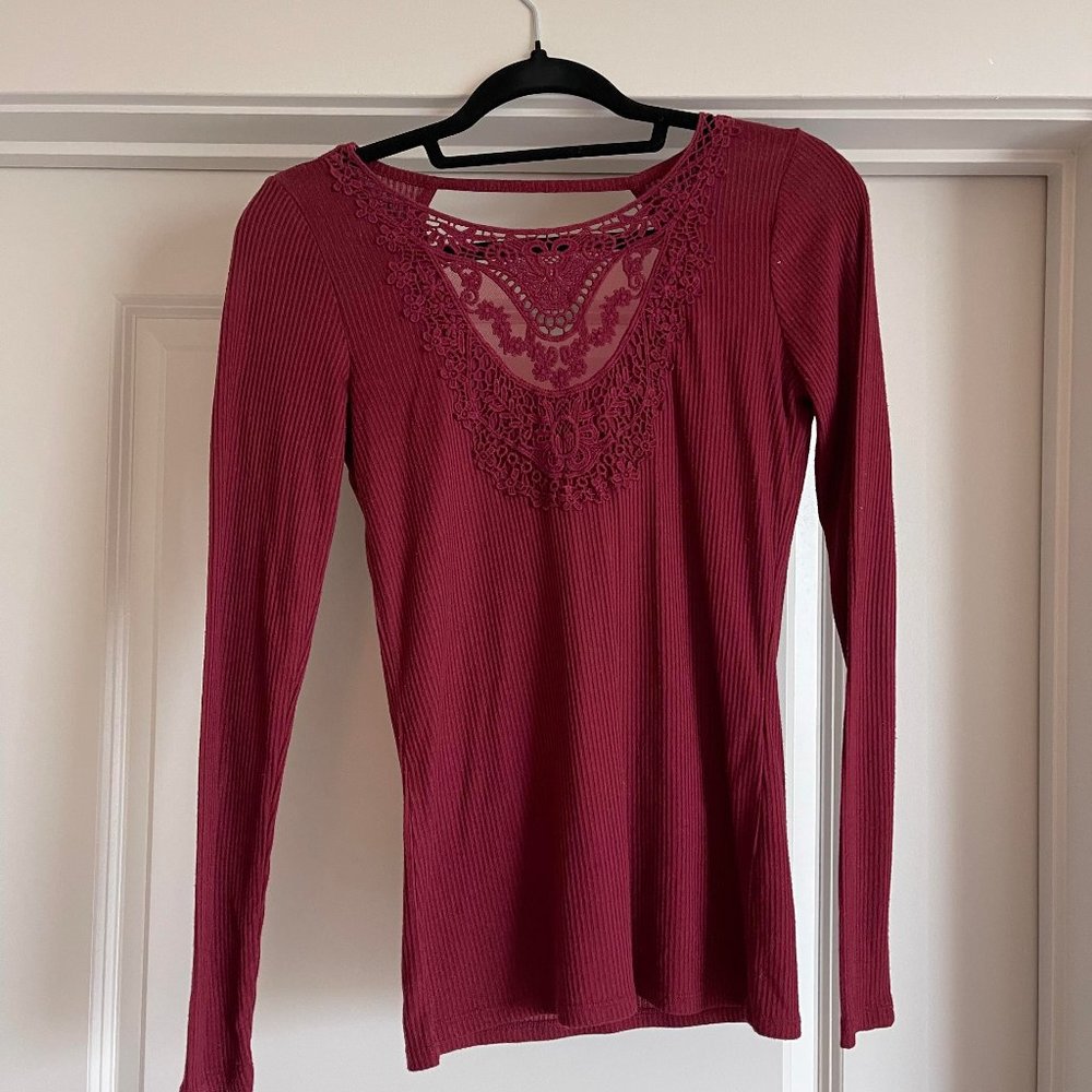 Hollister Red Lace Front Top